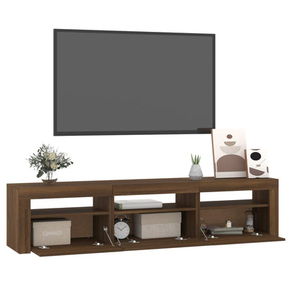 Mobile Porta TV con Luci LED Rovere Marrone 180x35x40 cm