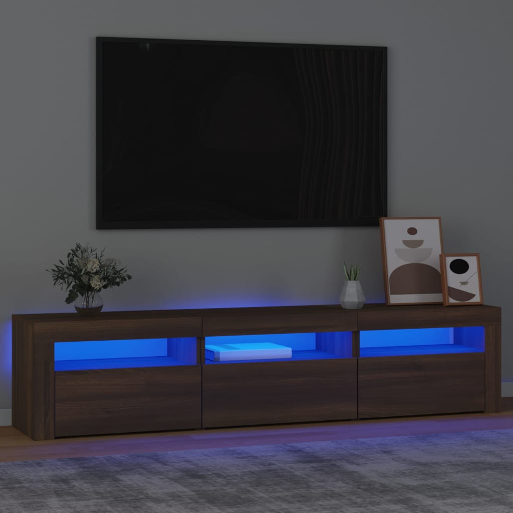 Mobile Porta TV con Luci LED Rovere Marrone 180x35x40 cm - homemem39