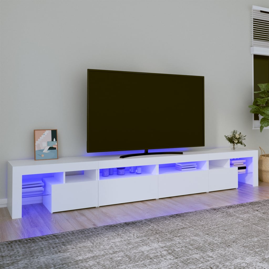 Mobile Porta TV con Luci LED Bianco 260x36,5x40 cm - homemem39