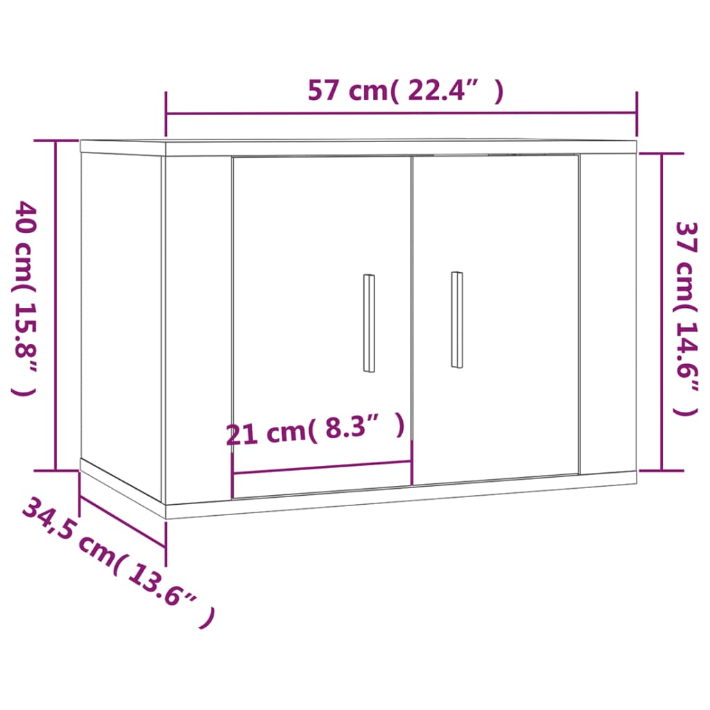 Mobile Porta TV a Parete Nero 57x34,5x40 cm