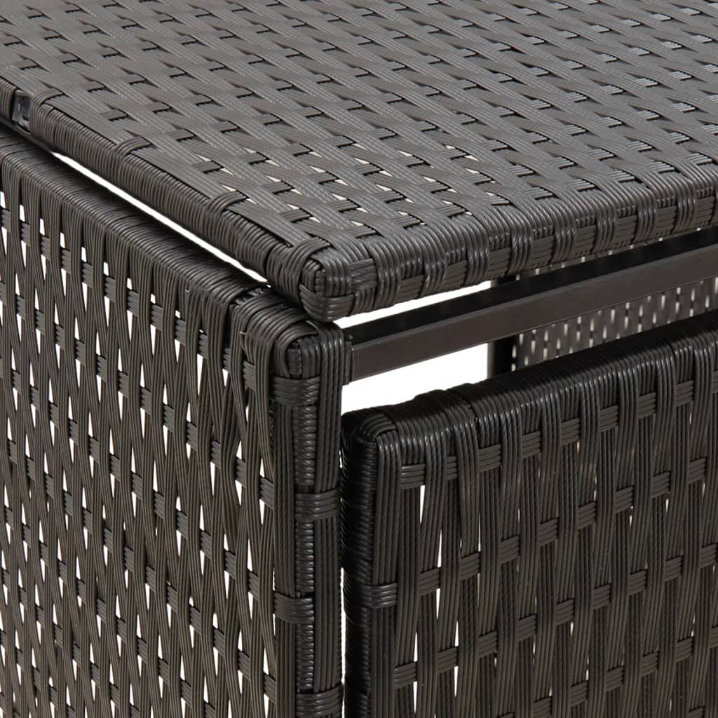 Copribidone Triplo Nero 207x80x117 cm in Polyrattan - homemem39