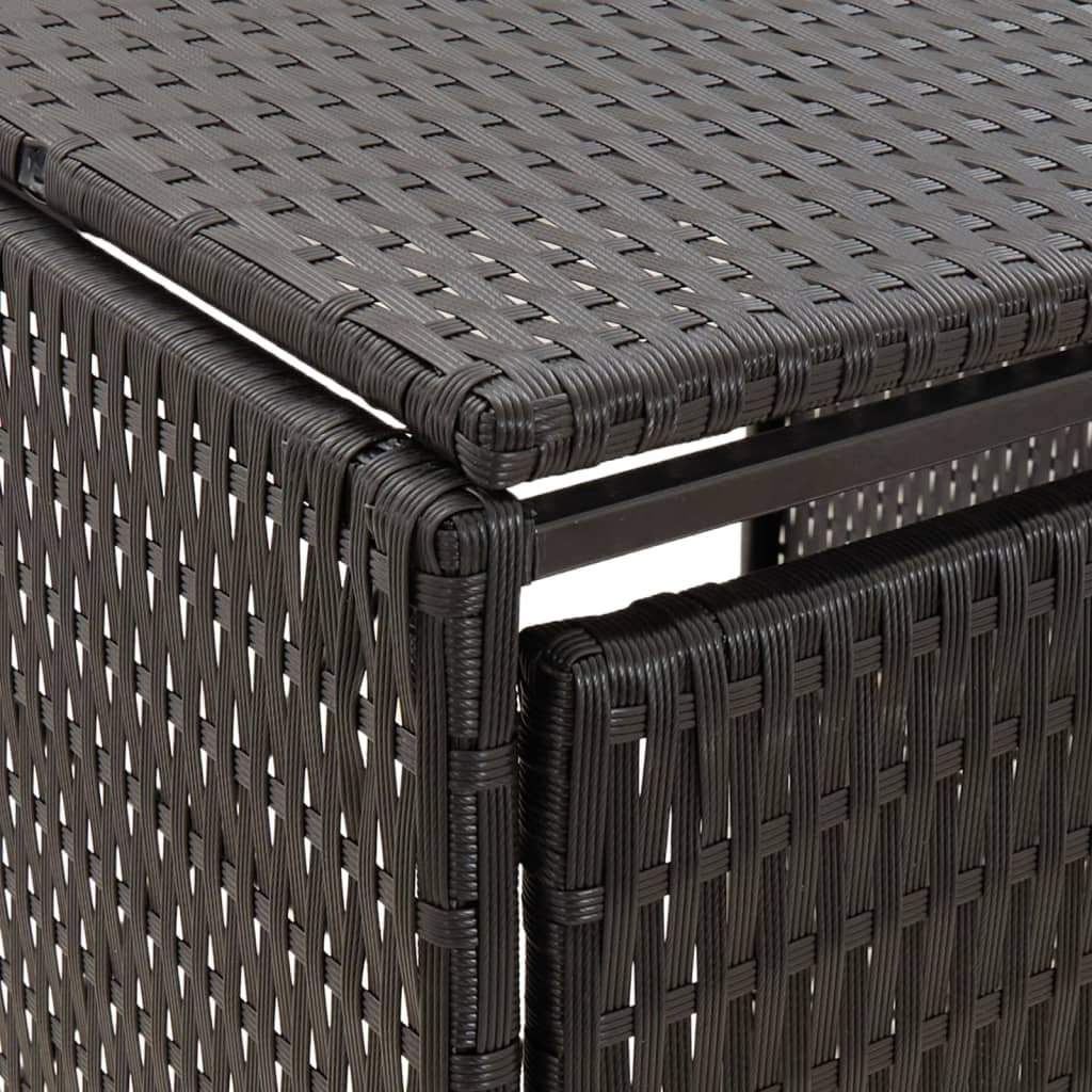 Copribidone Quadruplo Nero 274x80x117 cm in Polyrattan