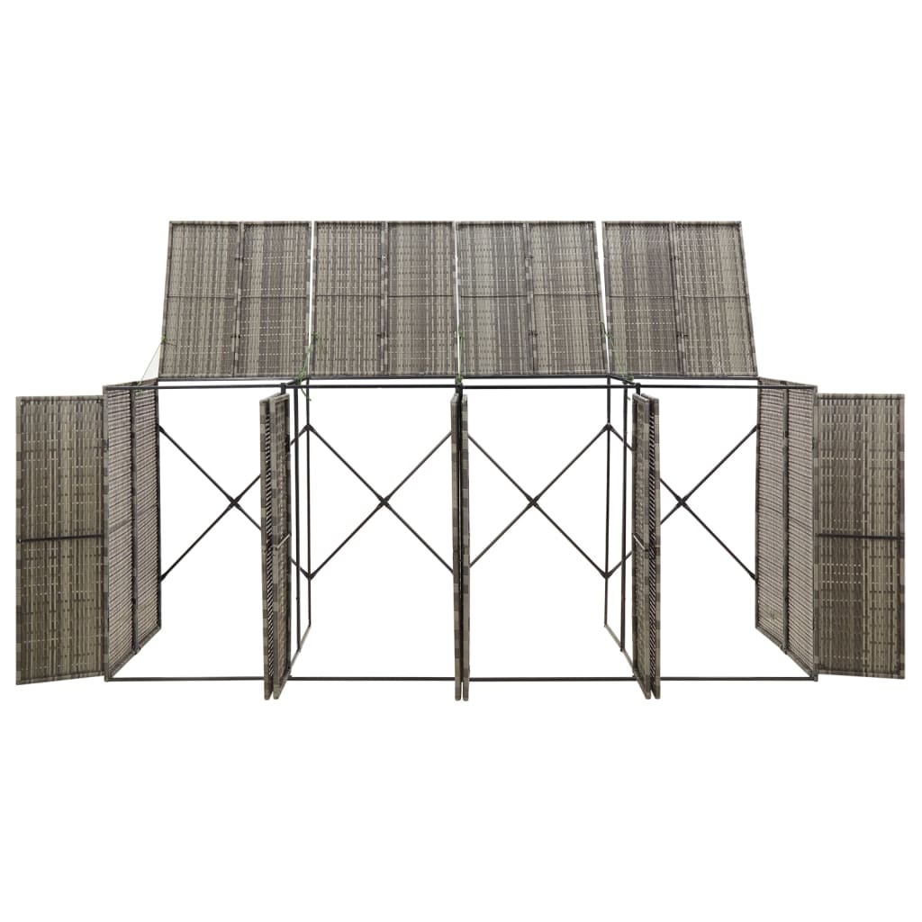 Copribidone Quadruplo Grigio 274x80x117 cm in Polyrattan