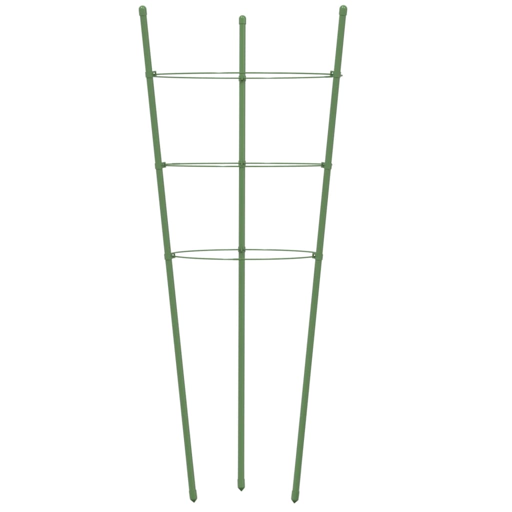 Supporti Piante da Giardino con 3 Anelli 5pz Verde 60cm Acciaio - homemem39