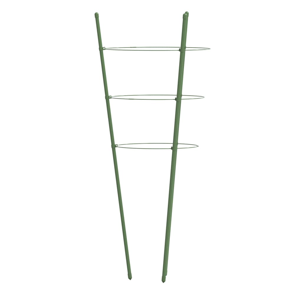 Supporti Piante da Giardino con 3 Anelli 5pz Verde 60cm Acciaio - homemem39