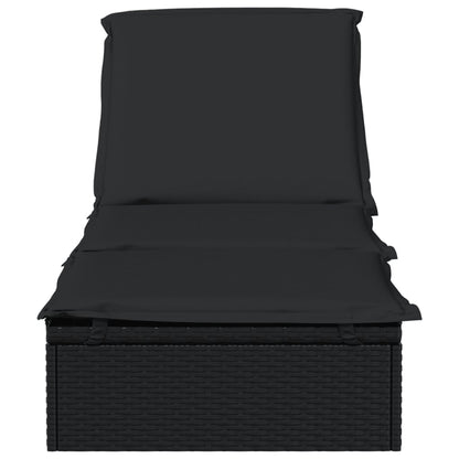 Lettino 1 pz con Cuscino Nero 201x55x62 cm in Polyrattan