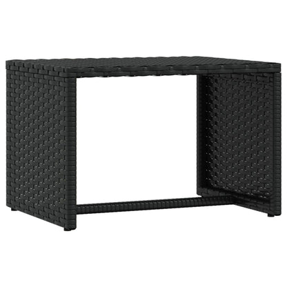 Lettino Prendisole 1 pz con Tavolino Nero in Polyrattan