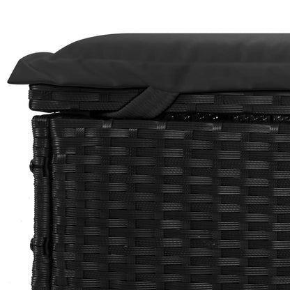 Lettino Prendisole 1 pz con Tavolino Nero in Polyrattan