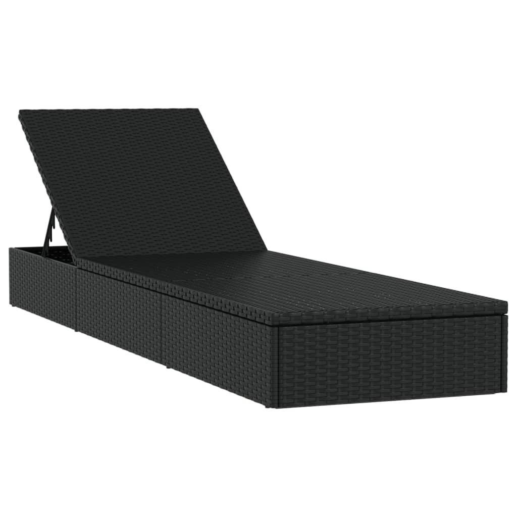 Lettini Prendisole 2pz con Tavolino Nero in Polyrattan - homemem39