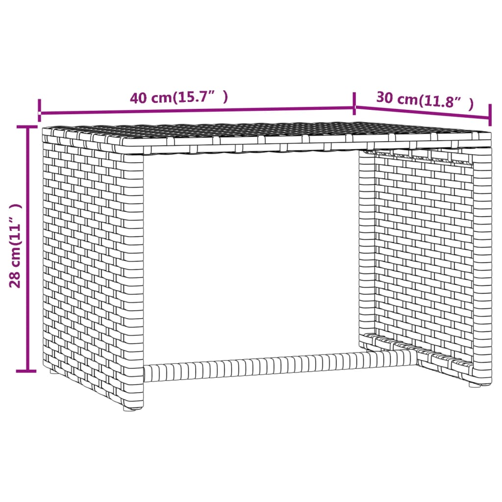 Lettini Prendisole 2pz con Tavolino Nero in Polyrattan