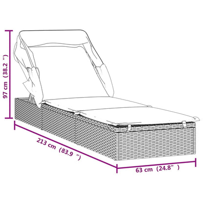 Lettino con Tetto Pieghevole Marrone 213x63x97 cm Polyrattan - homemem39