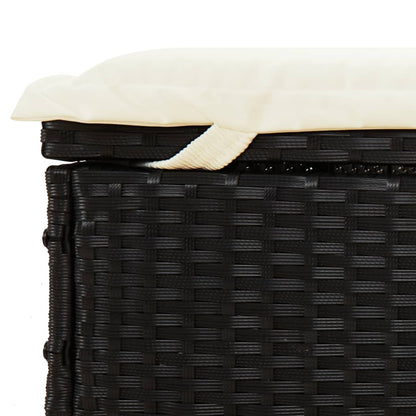 Lettino con Tetto Pieghevole Nero 213x63x97 cm Polyrattan - homemem39