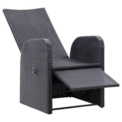 Sedie Reclinabili da Giardino con Cuscini 2pz Nero Polyrattan - homemem39