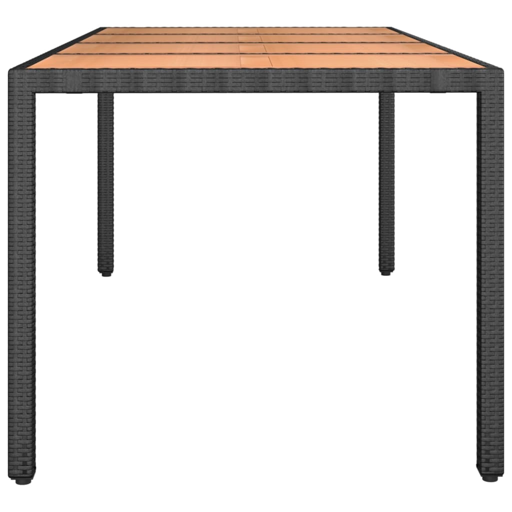 Tavolo da Giardino Piano Legno Nero Polyrattan Massello Acacia - homemem39