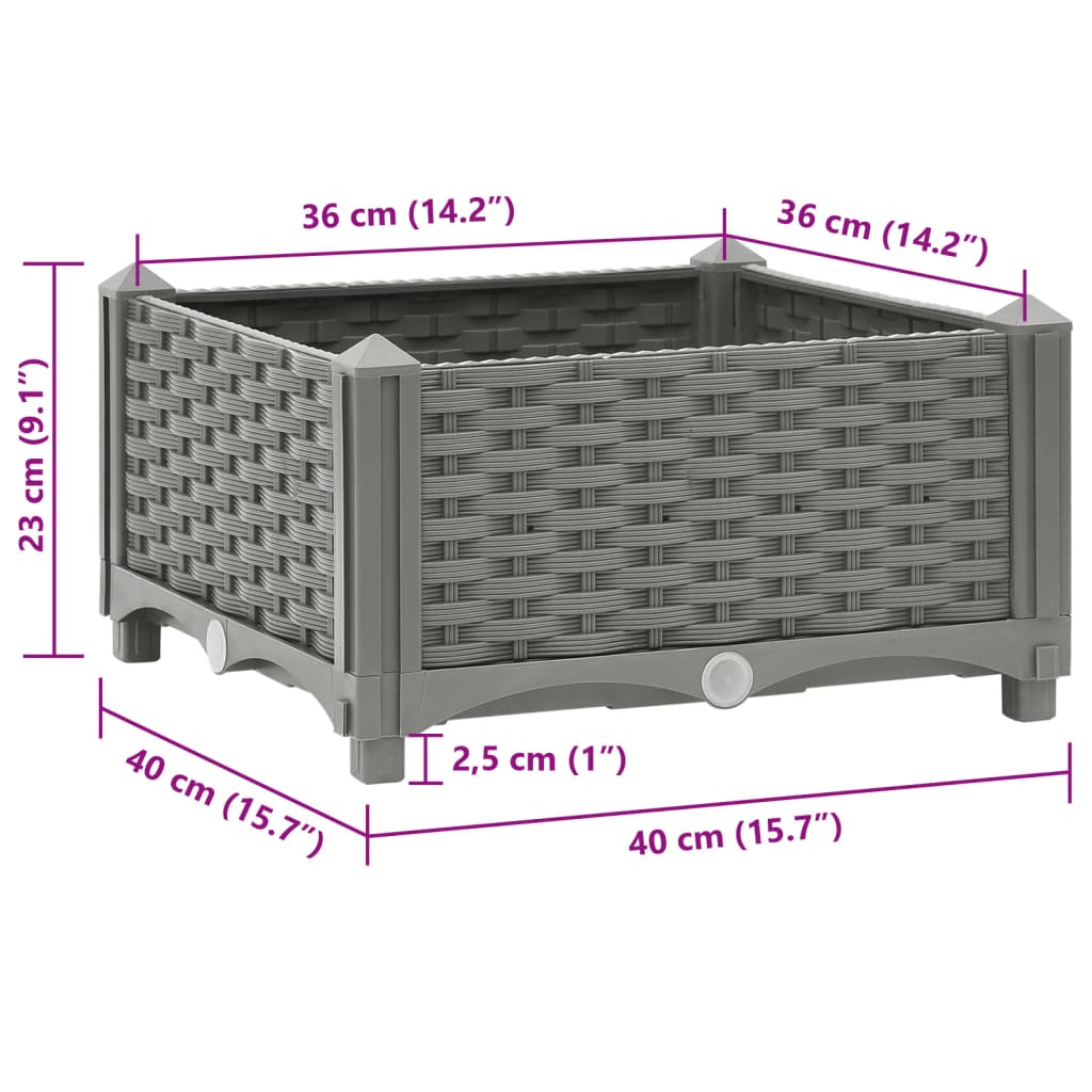 Fioriera Rialzata 40x40x23 cm in Polipropilene