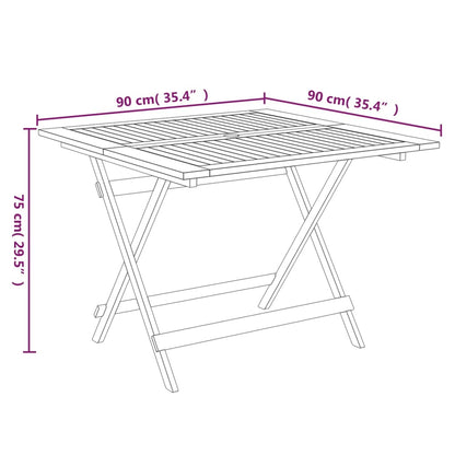 Tavolo da Giardino Pieghevole 90x90x75 cm Legno Massello Acacia