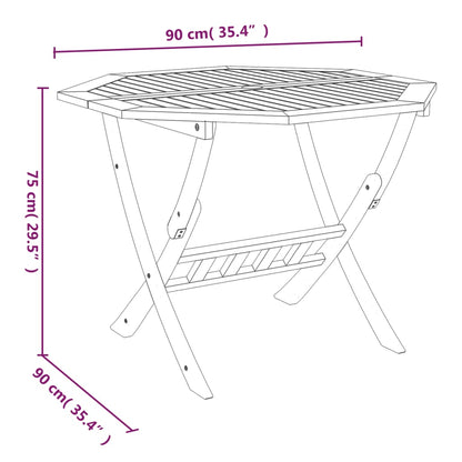 Tavolo da Giardino Pieghevole 90x75 cm Legno Massello di Acacia