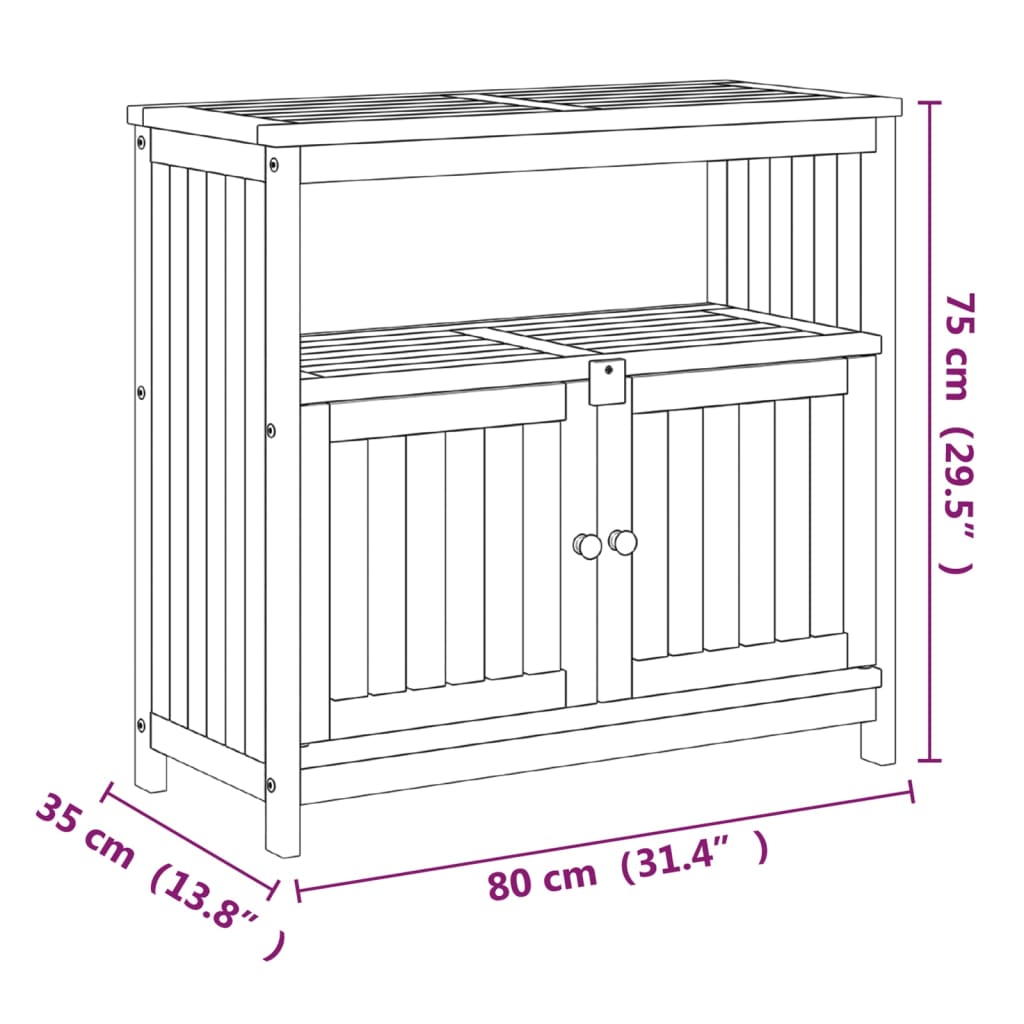 Tavolo Consolle da Giardino 80x35x75 cm Legno Massello Acacia - homemem39