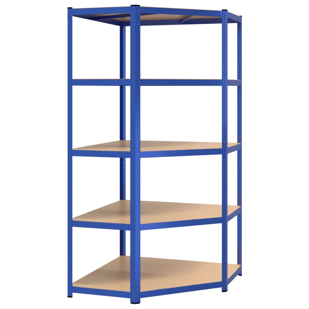 Scaffali a 5 Ripiani 4 pz Blu in Acciaio e Legno Multistrato - homemem39