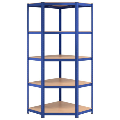 Scaffali a 5 Ripiani 4 pz Blu in Acciaio e Legno Multistrato - homemem39