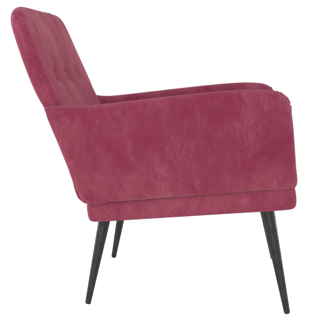 Poltrona Rosso Vino 62x79x79 cm Velluto