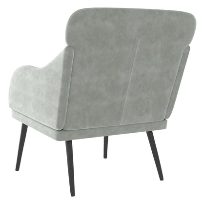 Poltrona Grigio Chiaro 63x76x80 cm Velluto - homemem39