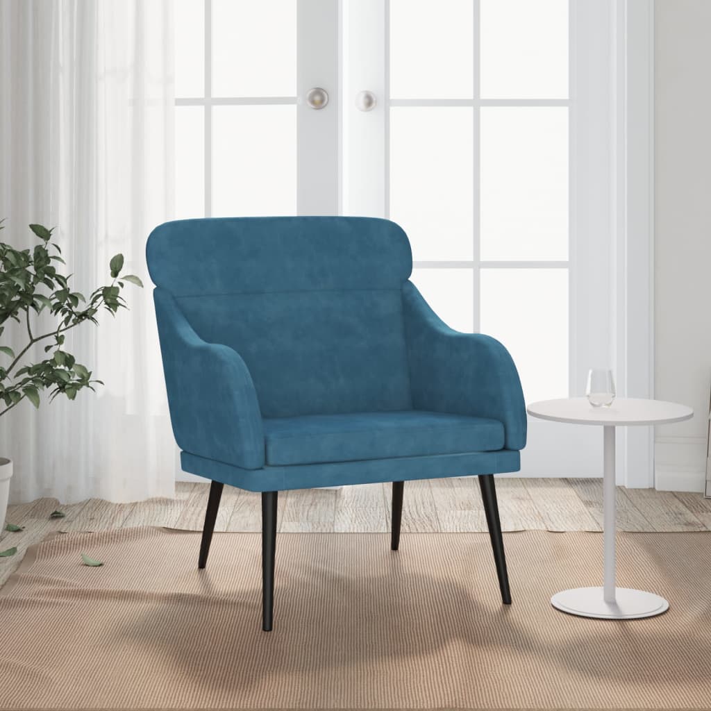 Poltrona Blu 63x76x80 cm Velluto - homemem39