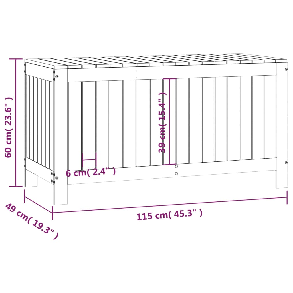 Contenitore da Giardino 115x49x60 cm in Legno Massello di Pino