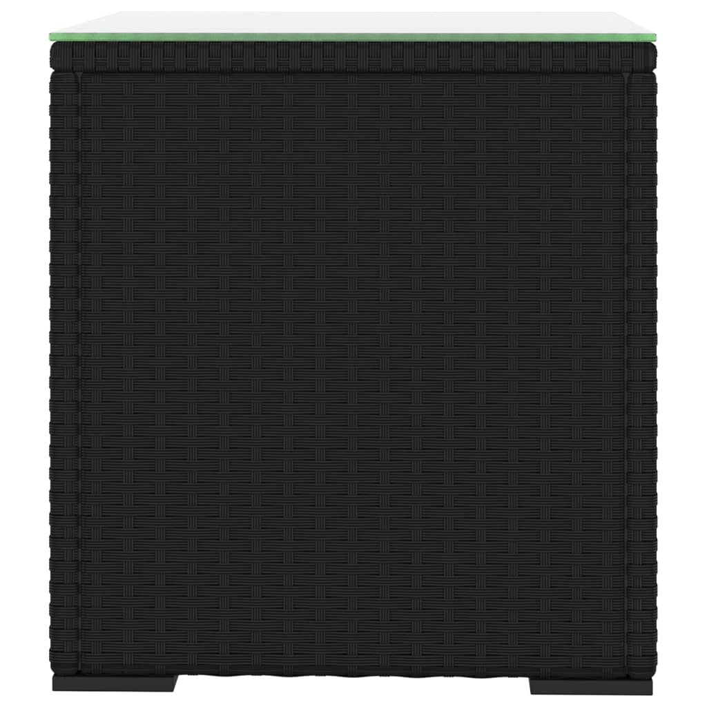 Tavolino Nero 40x37x40,5 cm Polyrattan e Vetro Temperato - homemem39