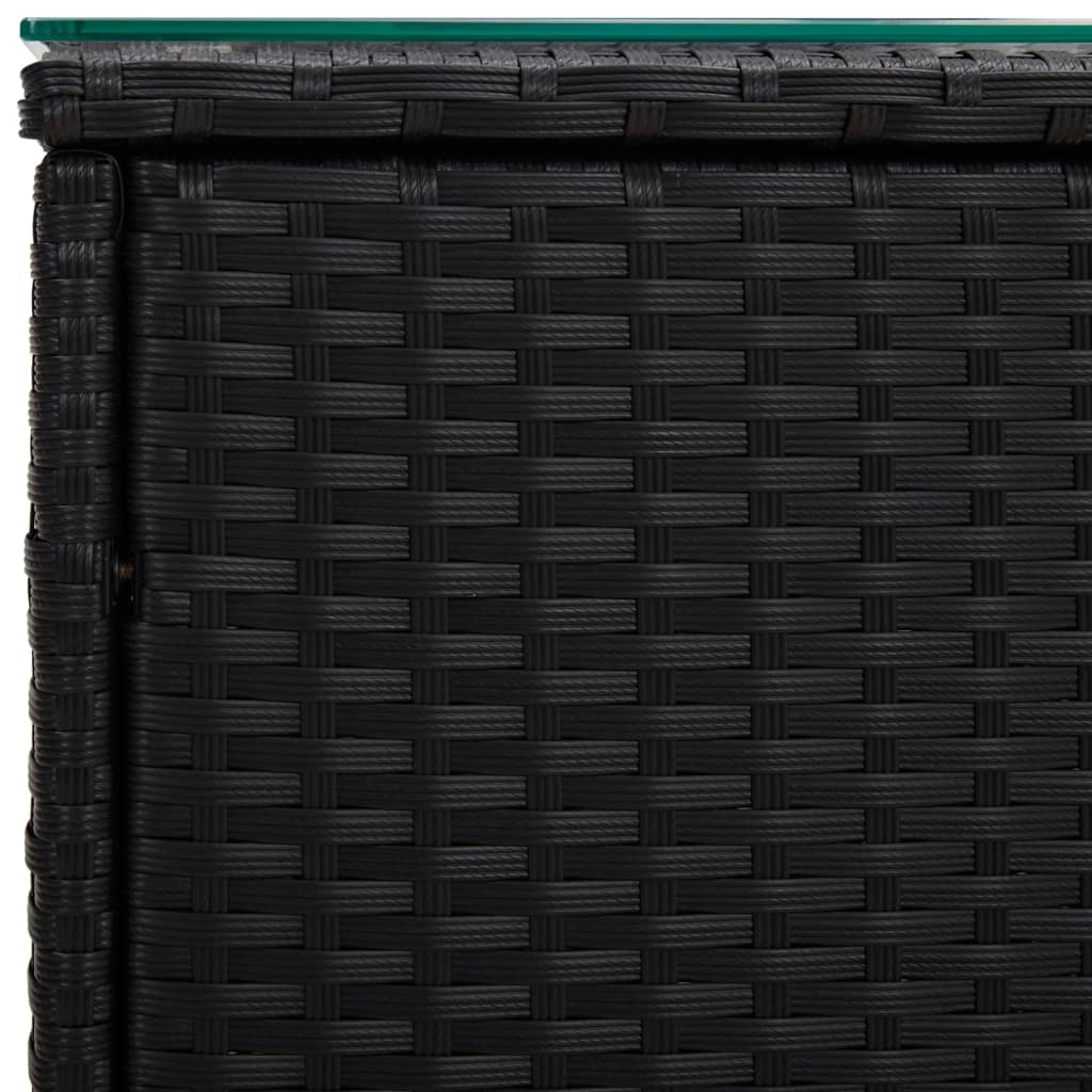 Tavolino Nero 40x37x40,5 cm Polyrattan e Vetro Temperato - homemem39