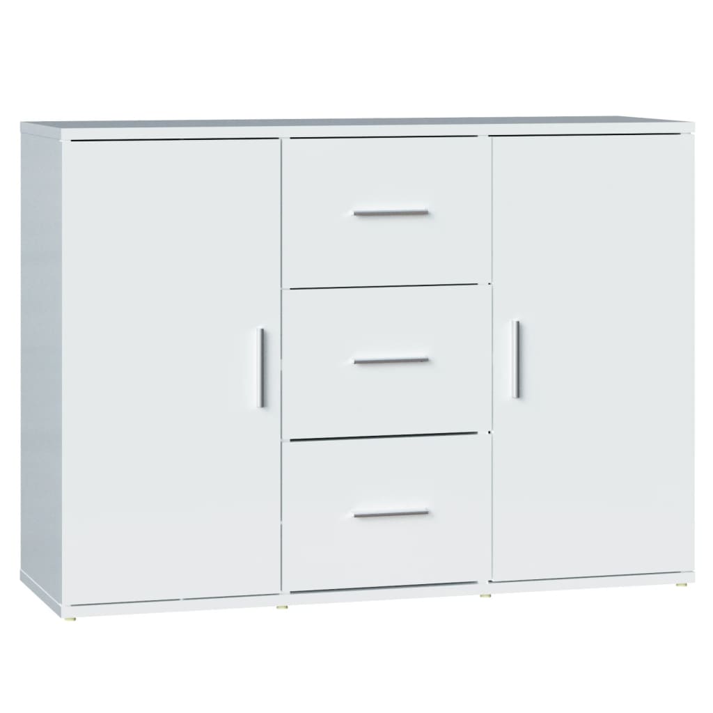 Credenza Bianco Lucido 91x29,5x65 cm in Legno Multistrato