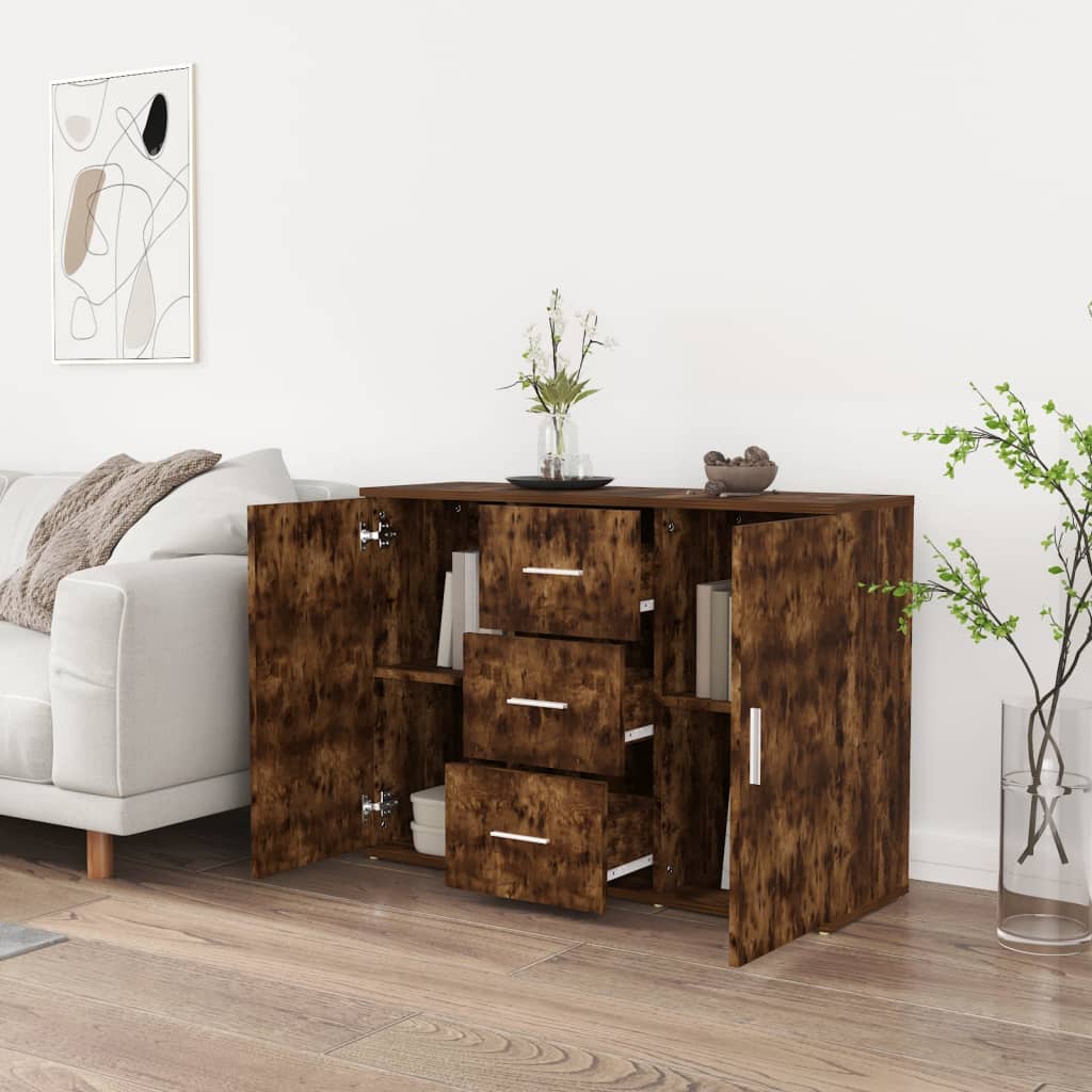 Credenza Rovere Fumo 91x29,5x65 cm in Legno Multistrato - homemem39