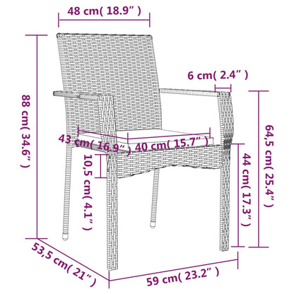 Sedie da Giardino con Cuscini 4 pz in Polyrattan Nere