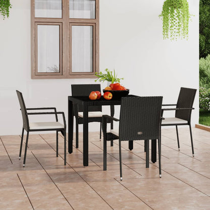 Sedie da Giardino con Cuscini 4 pz in Polyrattan Nere - homemem39