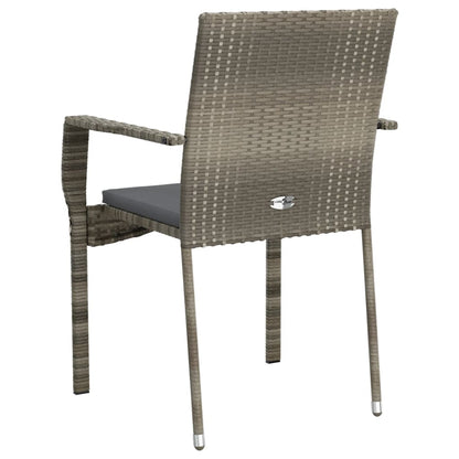 Sedie da Giardino con Cuscini 4 pz in Polyrattan Grigie - homemem39