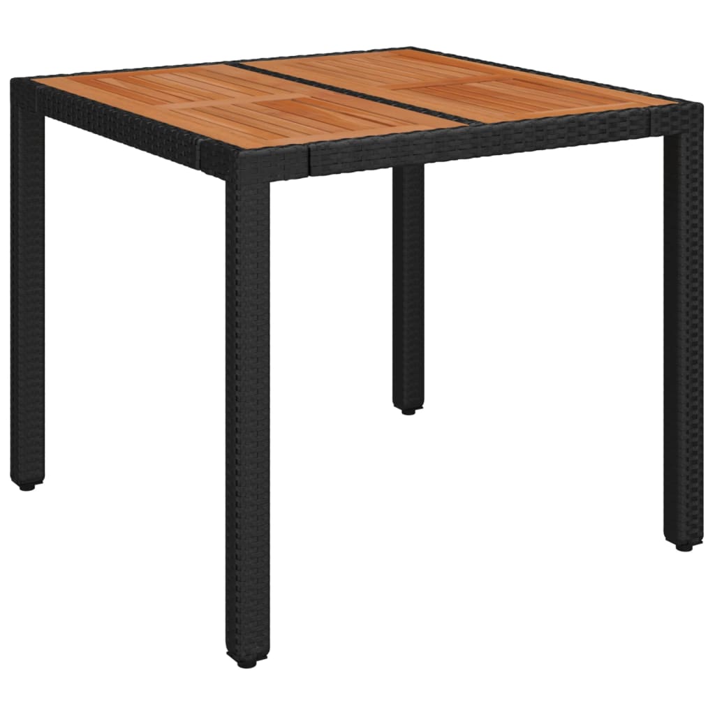 Tavolo da Giardino Piano in Legno Nero 90x90x75 cm Polyrattan - homemem39