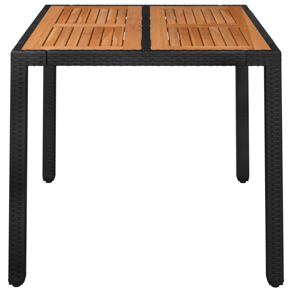 Tavolo da Giardino Piano in Legno Nero 90x90x75 cm Polyrattan - homemem39