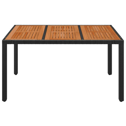 Tavolo da Giardino Piano in Legno Nero 150x90x75 cm Polyrattan