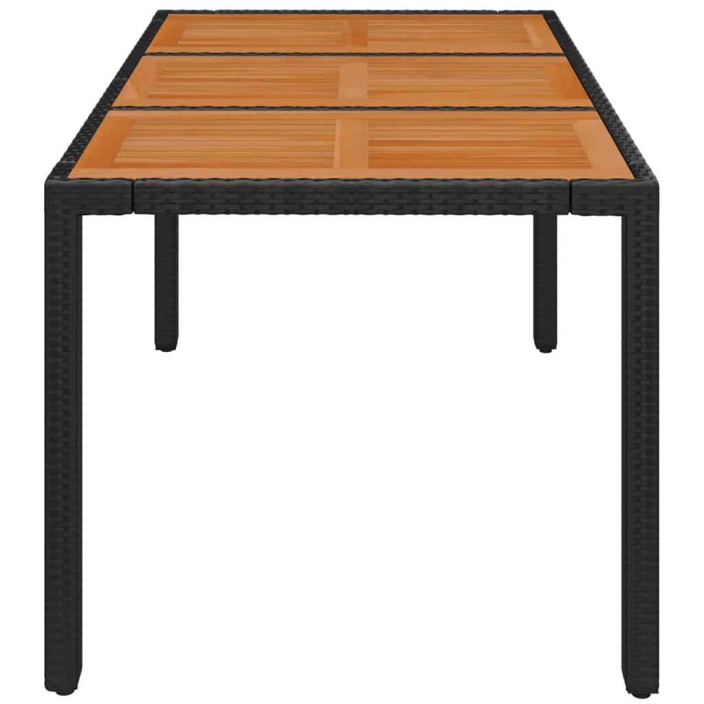 Tavolo da Giardino Piano in Legno Nero 150x90x75 cm Polyrattan - homemem39