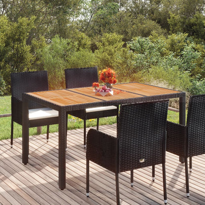 Tavolo da Giardino Piano in Legno Nero 150x90x75 cm Polyrattan - homemem39