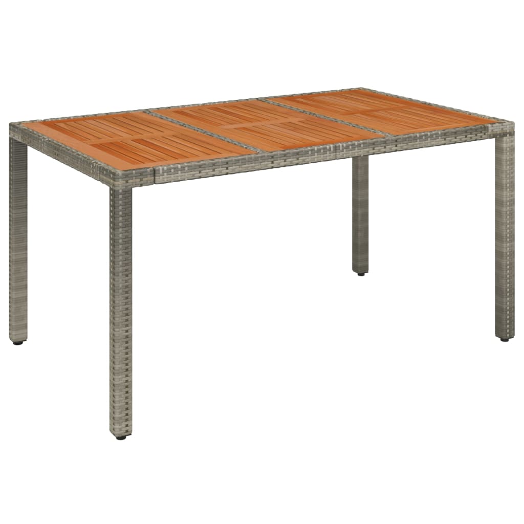 Tavolo da Giardino Piano in Legno Grigio 150x90x75cm Polyrattan - homemem39