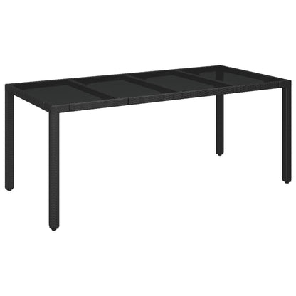 Tavolo da Giardino Piano in Vetro Nero 190x90x75 cm Polyrattan - homemem39