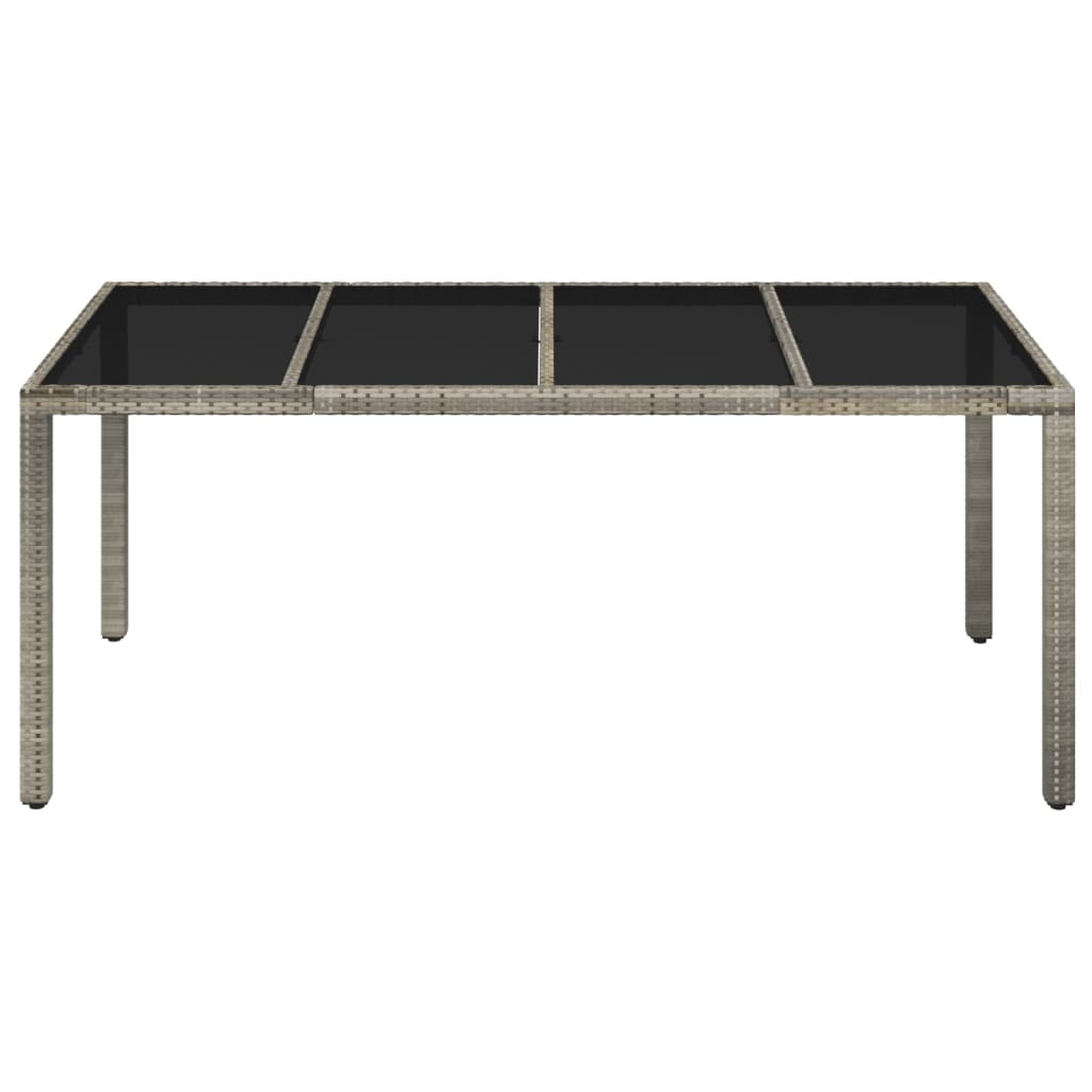 Tavolo da Giardino Piano in Vetro Grigio 190x90x75cm Polyrattan