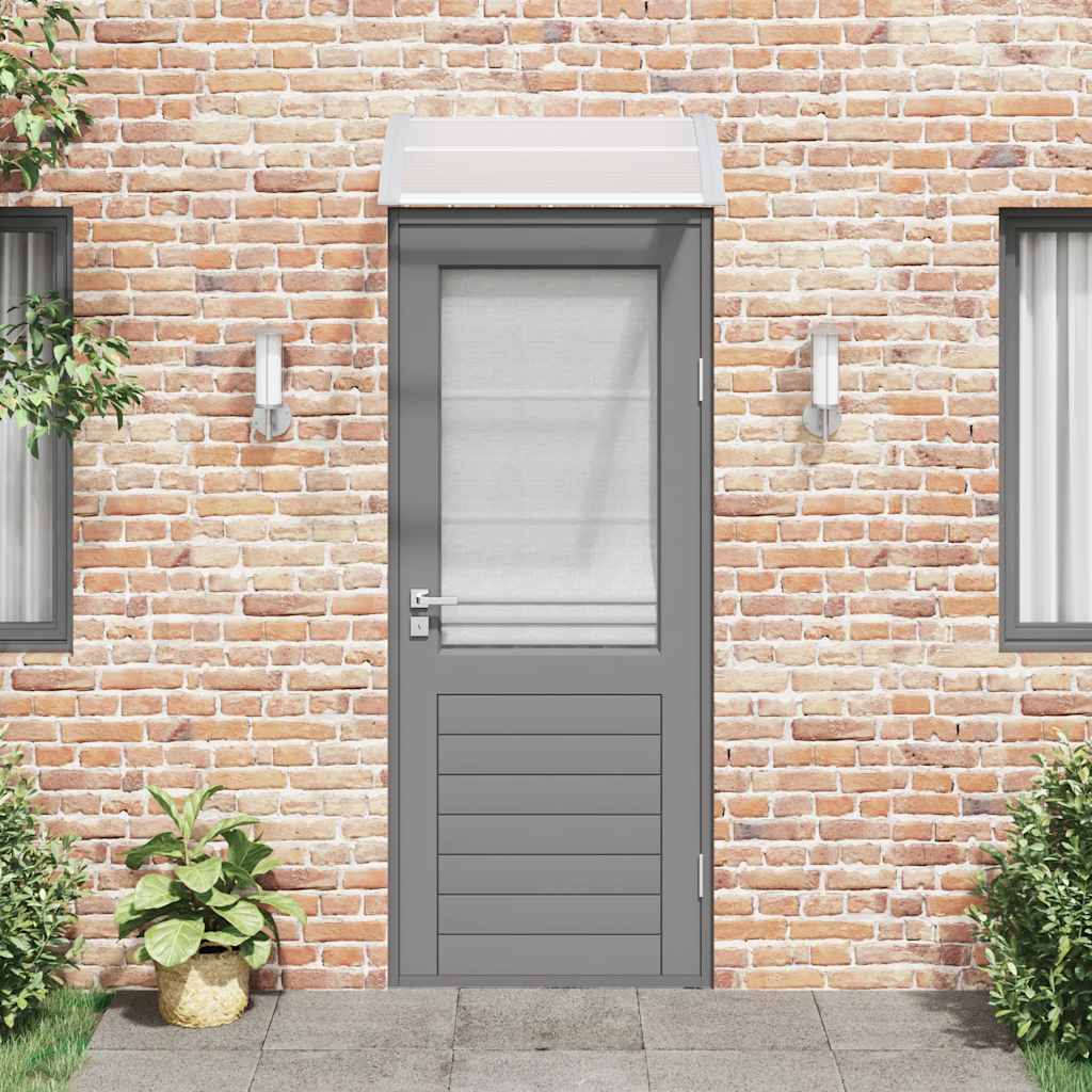 Tettoia per Porta Grigio e Trasparente 80x75 cm Policarbonato