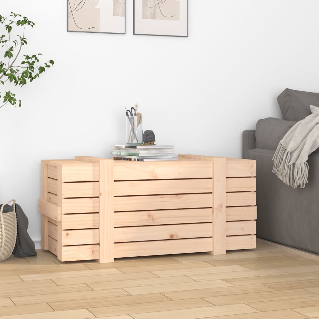 Contenitore Portaoggetti 91x40,5x42 cm Legno Massello di Pino - homemem39