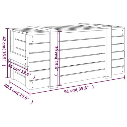 Contenitore Portaoggetti 91x40,5x42 cm Legno Massello di Pino - homemem39