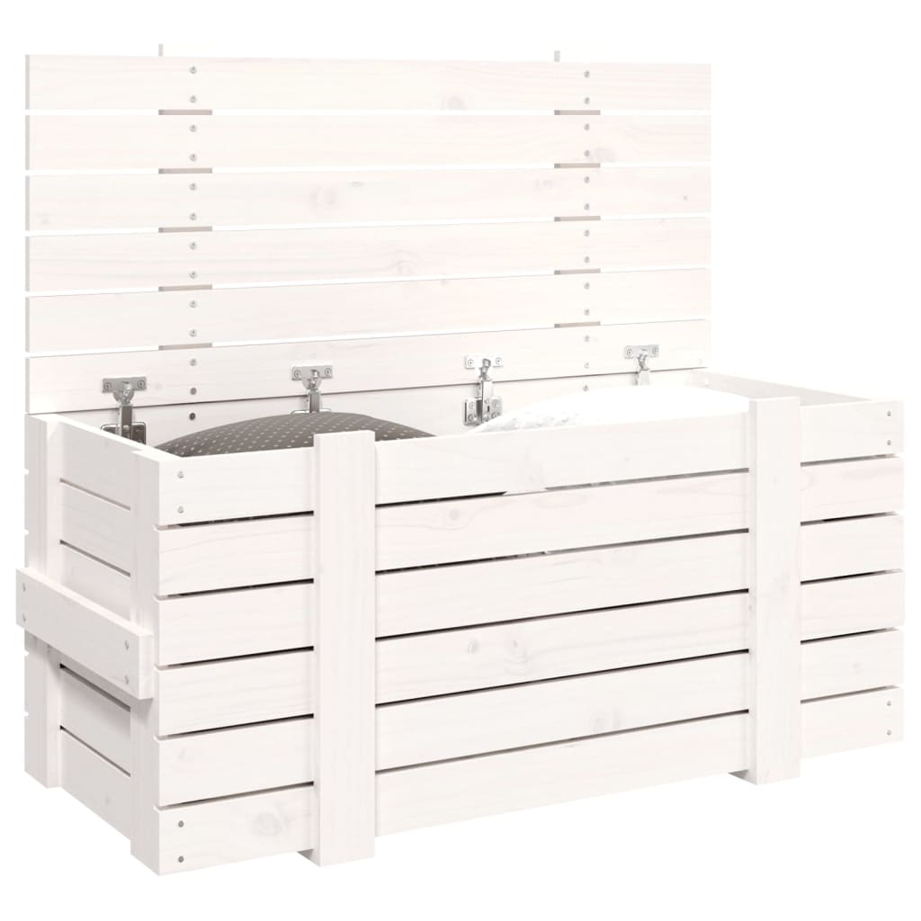 Contenitore Portaoggetti Bianco 91x40,5x42 cm Massello di Pino - homemem39