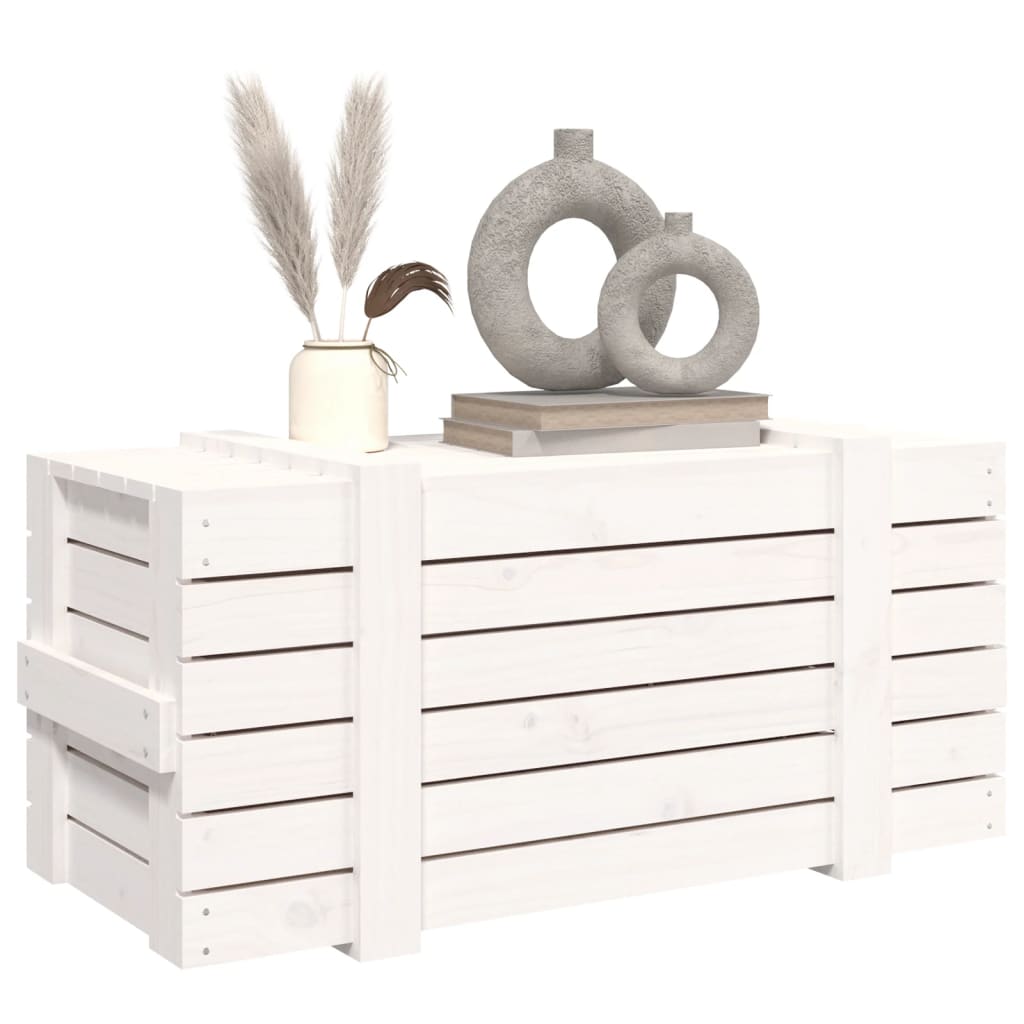 Contenitore Portaoggetti Bianco 91x40,5x42 cm Massello di Pino - homemem39