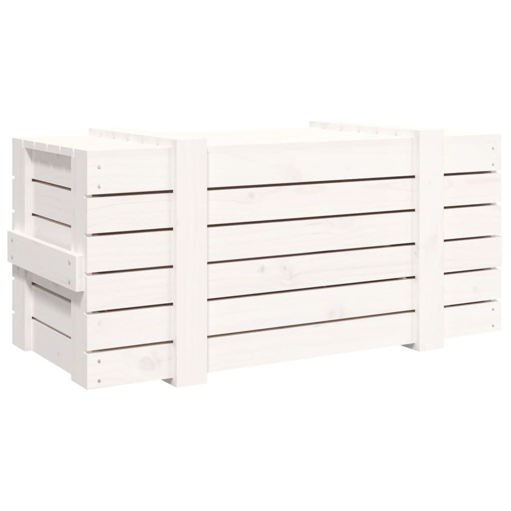 Contenitore Portaoggetti Bianco 91x40,5x42 cm Massello di Pino - homemem39