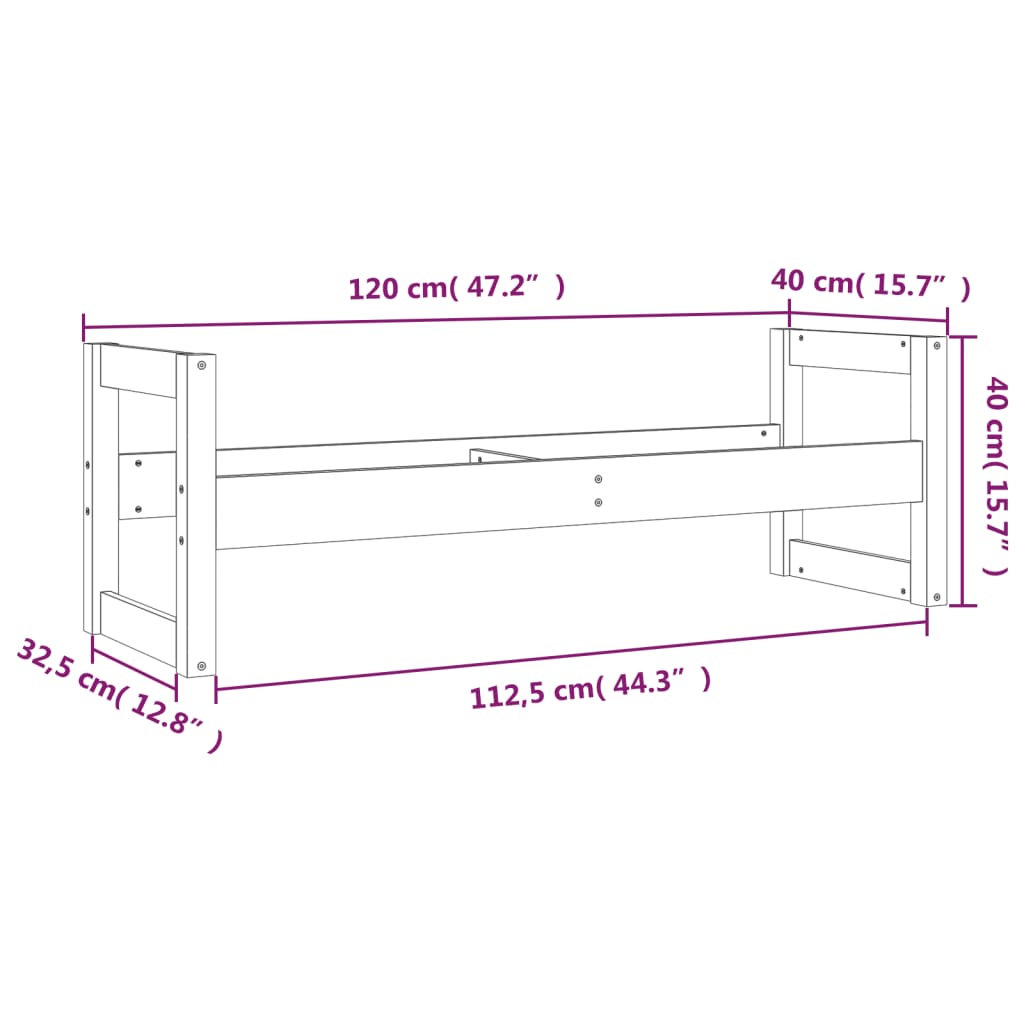 Portapneumatici 120x40x40 cm in Legno Massello di Pino